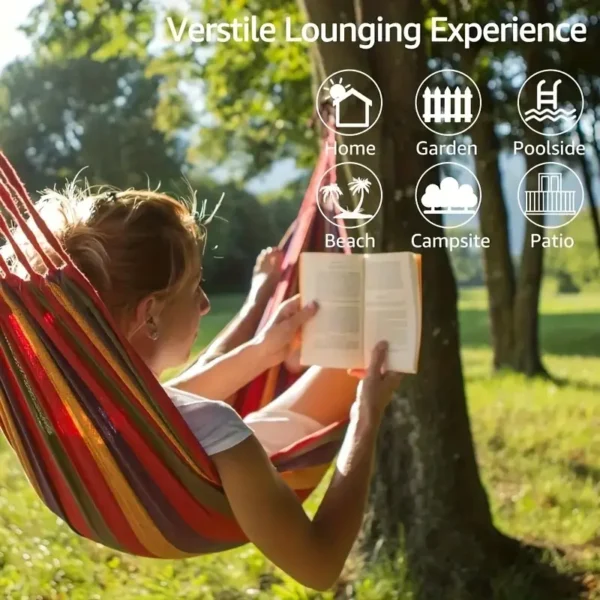 Colorful Fabric Hammock – Portable & Durable for Outdoor & Indoor Use - Image 2